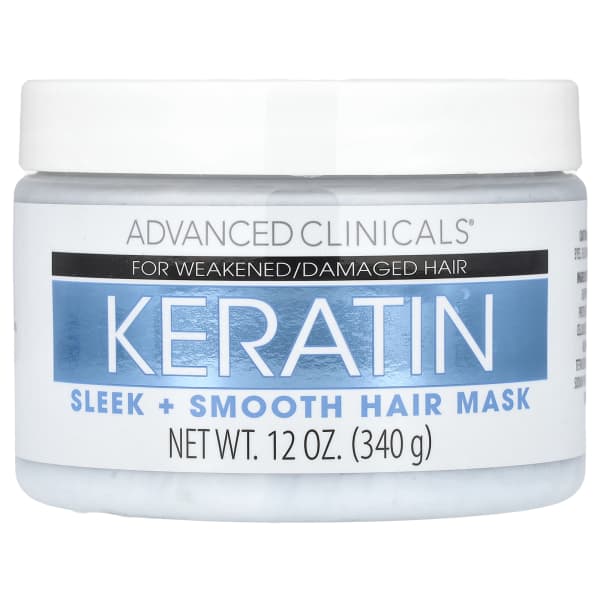 Advanced Clinicals, Keratin, Sleek + Smooth Hair Mask, 12 oz (340 g)