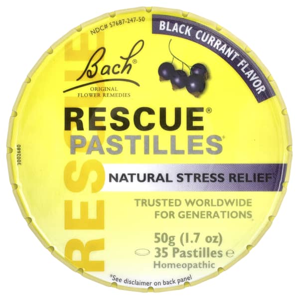 Bach, Rescue® Pastilles, Natural Stress Relief, Black Currant, 35 Pastilles