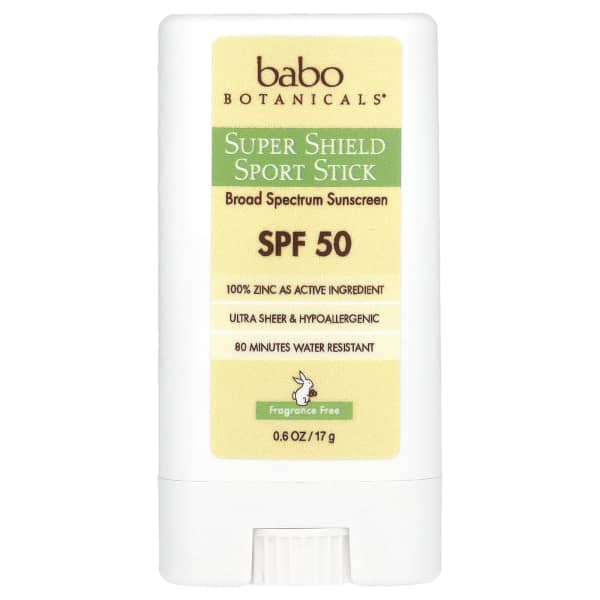 Babo Botanicals, Super Shield Sport Stick, SPF 50, Fragrance Free, 0.6 oz (17 g)