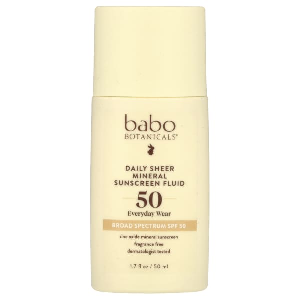 Babo Botanicals, Daily Sheer Mineral Sunscreen Fluid, SPF 50, Fragrance Free, 1.7 fl oz (50 ml)