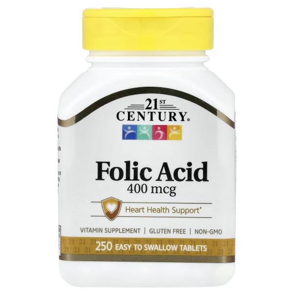 21st Century, Folic Acid, 400 mcg, 250 Easy to Swallow Tablets