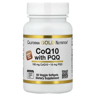 California Gold Nutrition, CoQ10 with PQQ, Ubiquinone USP, Tapioca Veggie Softgel with Sunflower Lecithin, 100 mg, 60 Veggie Softgel