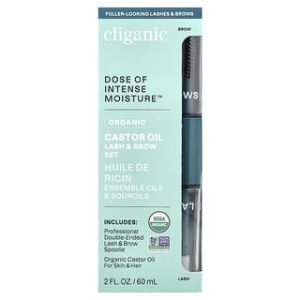 Cliganic, Dose of Intense Moisture™, Organic Castor Oil, Lash & Brow Set, 2 fl oz (60 ml)