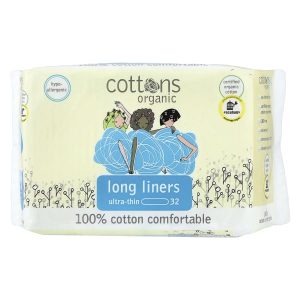 Cottons, 100% Cotton Comfortable, Long Liners, Ultra-Thin, 32 Liners