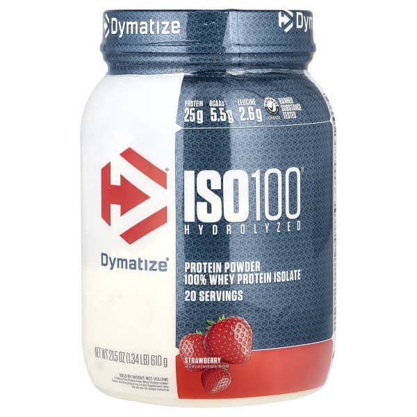 Dymatize, ISO100® Hydrolyzed, 100% Whey Protein Isolate, Strawberry, 1.34 lb (610 g)
