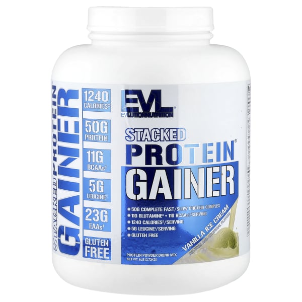 EVLution Nutrition, Stacked ProteinĀ® Gainer, Vanilla Ice Cream, 6 lb (2.72 kg)
