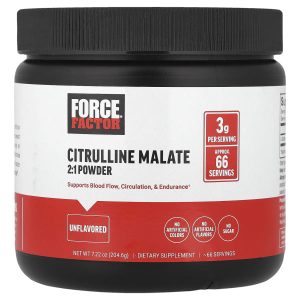 Force Factor, Citrulline Malate 2:1 Powder, Unflavored, 7.22 oz (204.6 g)