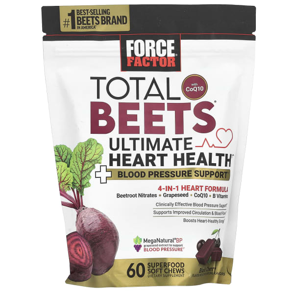 Force Factor, Total BeetsĀ® With CoQ10, Ultimate Heart Health, Black Cherry, 60 Superfood Soft Chews