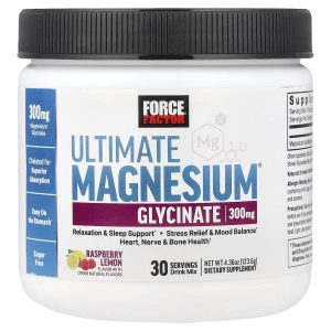 Force Factor, Ultimate Magnesium® Glycinate Drink Mix, Raspberry Lemon, 4.36 oz (123.6 g)