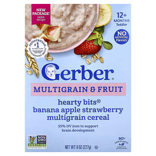 Gerber, Hearty BitsĀ®, Multigrain & Fruit Cereal, 12+ Months, Banana, Apple, Strawberry, 8 oz (227 g)
