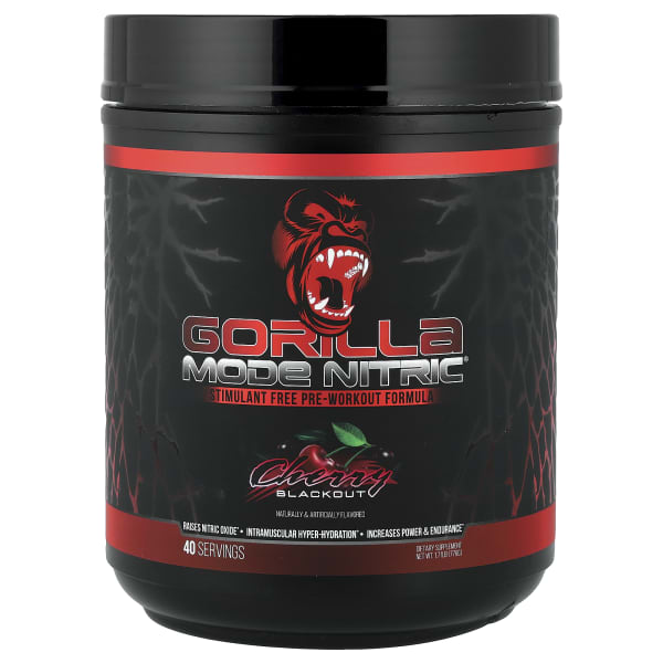 Gorilla Mind, Mode NitricĀ®, Stimulant Free Pre-Workout Formula, Cherry Blackout, 1.71 lb (776 g)