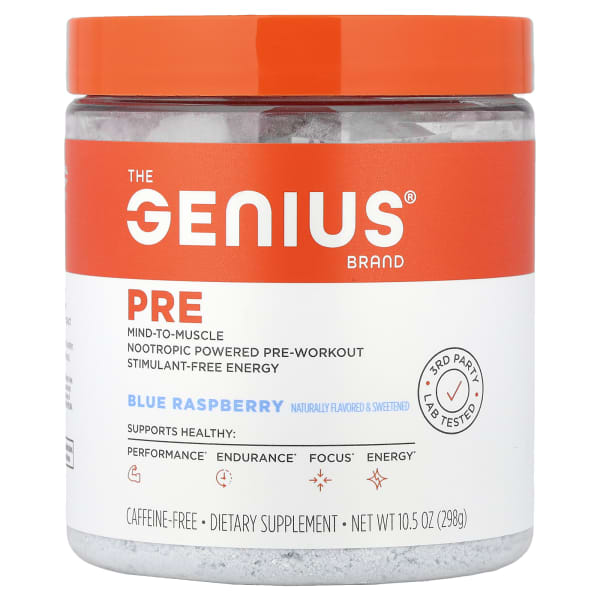 The Genius Brand, Pre, Caffeine Free, Blue Raspberry, 10.5 oz (298 g)