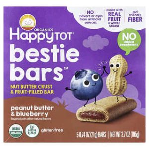 Happy Family Organics, HappyTot®, Bestie Bars™, Peanut Butter & Blueberry, 5 Bars, 0.74 oz (21 g) Each