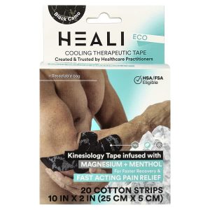 Heali Medical Corp, Cooling Therapeutic Kinesiology Tape, Black Camo, 20 Cotton Strips