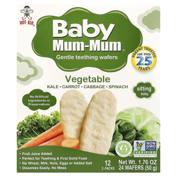 Hot Kid, Baby Mum-MumĀ®, Gentle Teething Wafers, Vegetable, 12 Packs, 2 Wafers Each