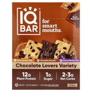 IQBAR, Plant Protein Bar, Chocolate Lovers Variety, 12 Bars, 1.6 oz (45 g) Each