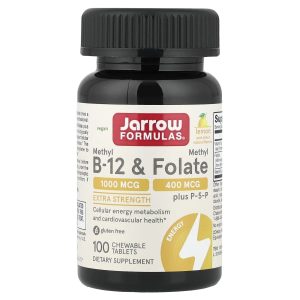 Jarrow Formulas, Vegan Methyl B-12 & Methyl Folate, Lemon, 100 Chewable Tablets