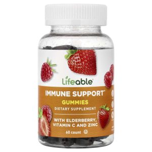 Lifeable, Immune Support Gummies with Elderberry, Vitamin C and Zinc, Berry, 60 Gummies