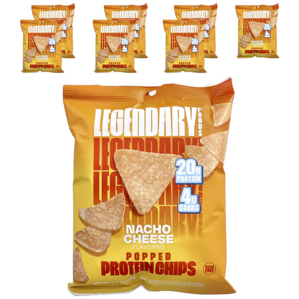 Legendary Foods, Popped Protein Chips, Nacho Cheese, 7 Bags, 1.3 oz (36 g) Each