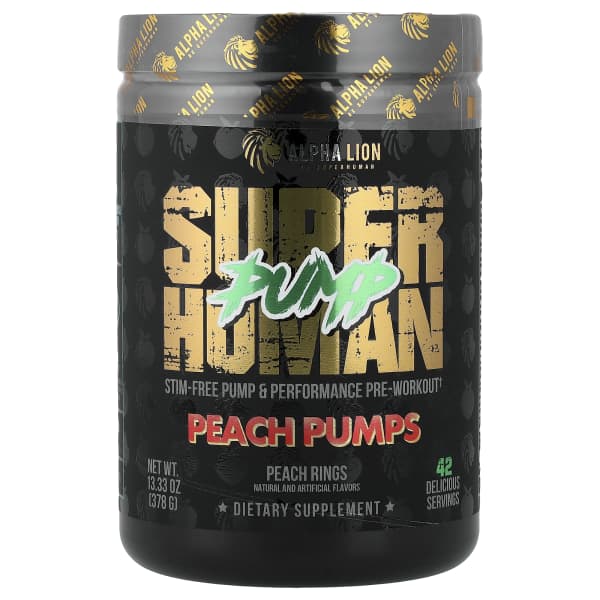 ALPHA LION, SuperHuman Pump, Peach Pumps, Peach Rings, 13.33 oz (378 g)