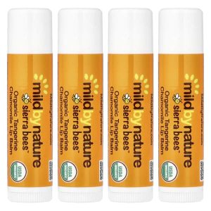 Mild By Nature, Organic Lip Balms, Tangerine Chamomile, 4 Pack, 0.15 oz (4.25 g) Each