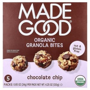 MadeGood, Organic Granola Bites, Chocolate Chip, 5 Packs, 0.85 oz (24 g) Each