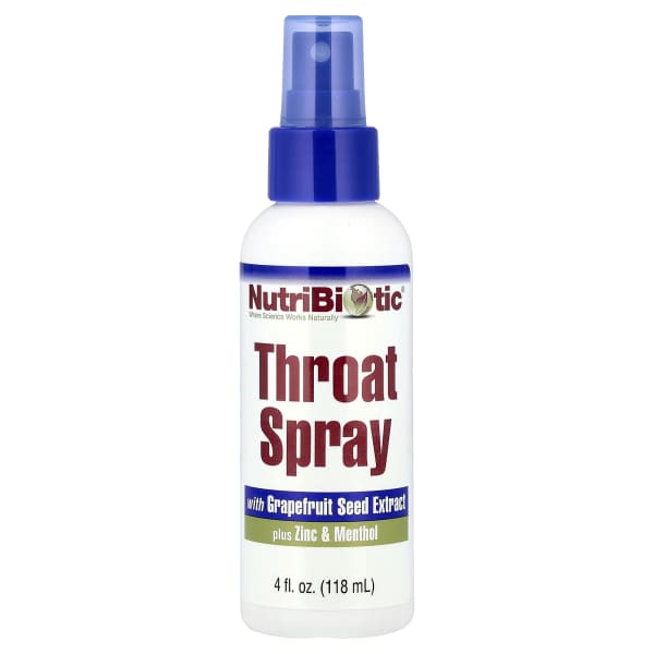 NutriBiotic, Throat Spray with Grapefruit Seed Extract plus Zinc & Menthol, 4 fl oz (118 ml)