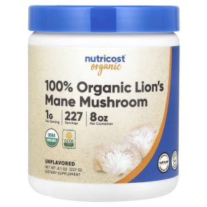 Nutricost, 100% Organic Lion's Mane Mushroom, Unflavored , 8.1 oz (227 g)