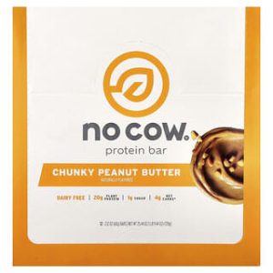No Cow, Protein Bar, Chunky Peanut Butter, 12 Bars, 2.12 oz (60 g) Each