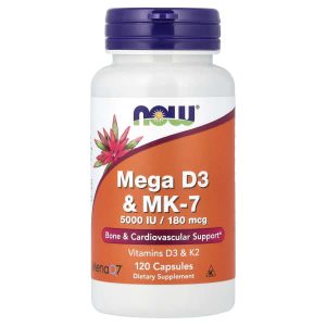 NOW Foods, Mega D3 & MK-7, 120 Capsules