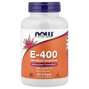NOW Foods, E-400 with Mixed Tocopherols, 268 mg (400 IU), 250 Softgels