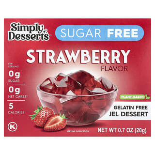 Simply Desserts, Gelatin Free Jel Dessert, Sugar Free, Strawberry, 0.7 oz (20 g)