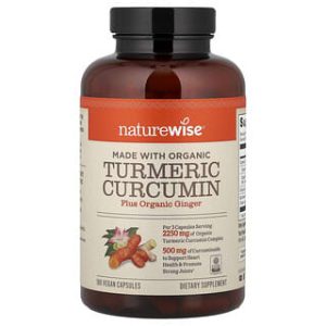 NatureWise, Organic Turmeric Curcumin, 180 Vegan Capsules