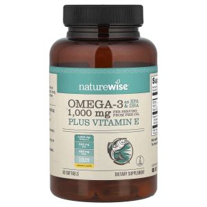 NatureWise, Omega 3 plus Vitamin E, Lemon, 60 Softgels