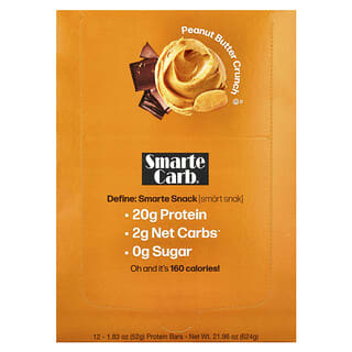 NuGo Nutrition, Smarte CarbĀ® Protein Bar, Peanut Butter Crunch, 12 Bars, 1.83 oz (52 g) Each