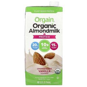 Orgain, Organic Almondmilk + Protein, Plant-Based, Unsweetened Vanilla, 32 fl oz (946 ml)