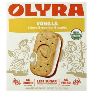 Olyra, Creme Breakfast Biscuits, Vanilla, 4 On-The-Go Packs, 5.3 oz (150 g)