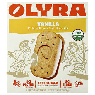 Olyra, Creme Breakfast Biscuits, Vanilla, 4 On-The-Go Packs, 5.3 oz (150 g)