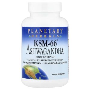 Planetary Herbals, KSM-66® Ashwagandha Root Extract, 120 Vegetarian Capsules (300 mg per Capsule)