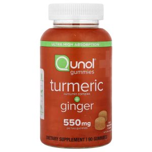 Qunol, Turmeric Curcumin Complex + Ginger, Rich Tangerine, 90 Gummies