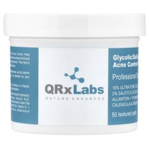 QRxLabs, Glycolic/Salicylic Acid 10/2 Acne Control Pads, 50 Textured Pads