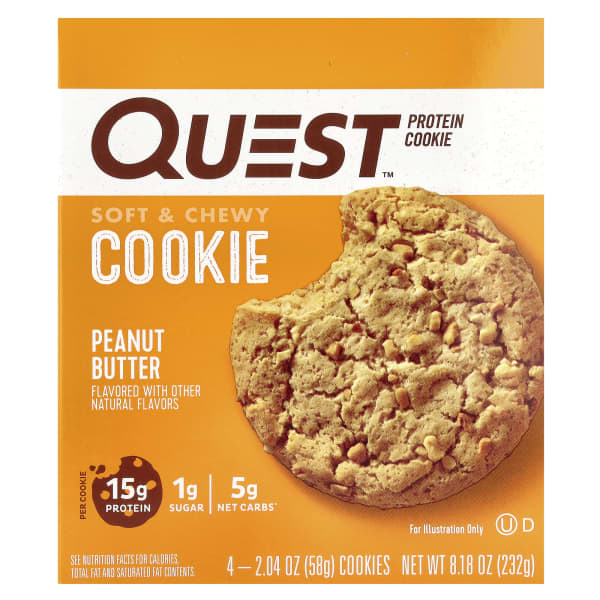 Quest Nutrition, Protein Cookie, Peanut Butter, 4 Cookies, 2.04 oz (58 g) Each