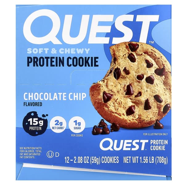Quest Nutrition, Protein Cookie, Chocolate Chip, 12 Cookies, 2.08 oz (59 g) Each