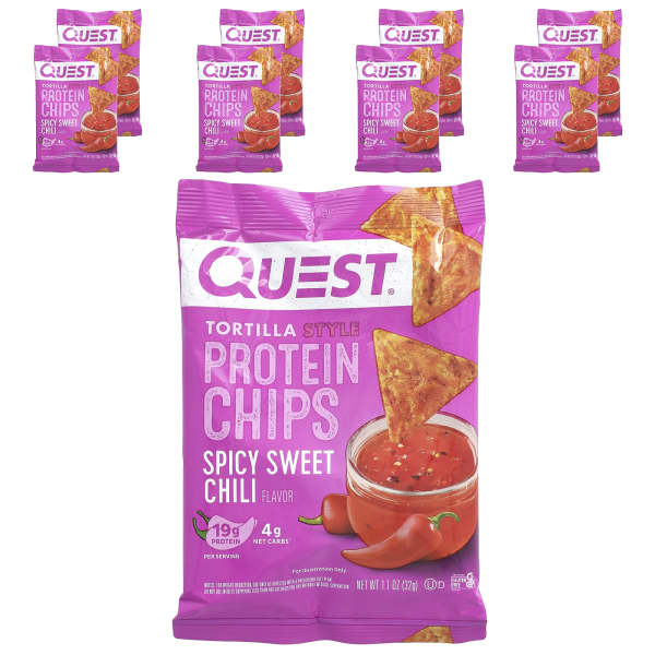 Quest Nutrition, Tortilla Style Protein Chips, Spicy Sweet Chili, 8 Bags, 1.1 oz (32 g) Each