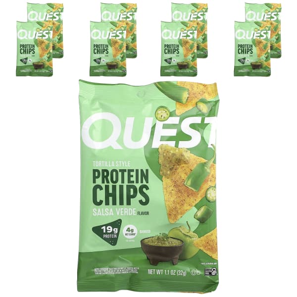 Quest Nutrition, Tortilla Style Protein Chips, Salsa Verde, 8 Bags, 1.1 oz (32 g) Each