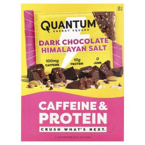 QUANTUM ENERGY SQUARE, Caffeine & Protein Bar, Dark Chocolate Himalayan Salt, 8 Bars, 1.69 oz (48 g) Each