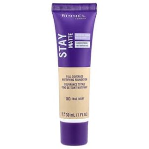 Rimmel London, Stay Matte, Full Coverage Mattifying Foundation, 103 True Ivory, 1 fl oz (30 ml)