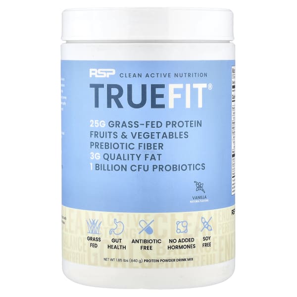 RSP Nutrition, TrueFit®, Grass-Fed Protein Powder Drink Mix, Vanilla, 1.85 lbs (840 g)