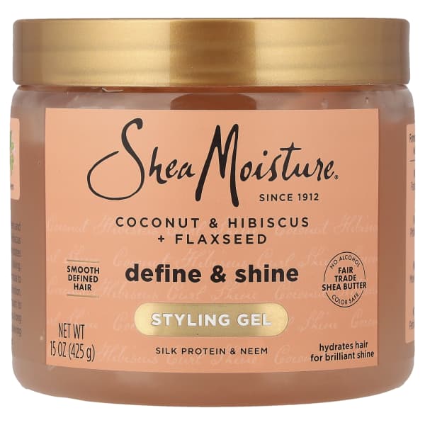 SheaMoisture, Styling Gel, Define & Shine, Coconut & Hibiscus + Flaxseed, 15 oz (425 g)