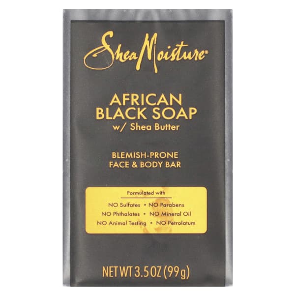 SheaMoisture, African Black Bar Soap with Shea Butter, Blemish Prone Face & Body, 3.5 oz (99 g)